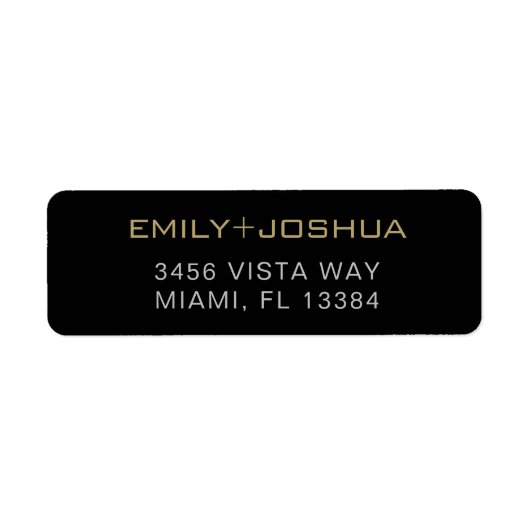 Moderne elegante Black & Gold Rücksendeadresse (Vorne)