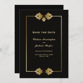 Moderne elegante Black Gold Wedding Save The Date (Vorne/Hinten)