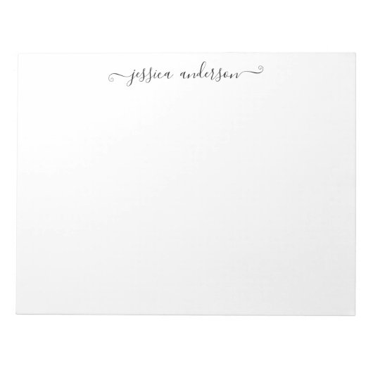 Moderne Elegante Black Gray Feminine Girly Script Notizblock (Vorderseite)