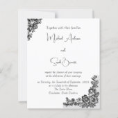 Moderne elegante Black Lace Wedding Einladung (Vorderseite)