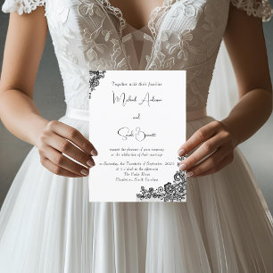 Moderne elegante Black Lace Wedding Einladung