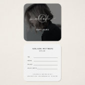 Moderne elegante Black Monogram Foto Gift Card (Vorne & Hinten)