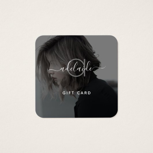 Moderne elegante Black Monogram Foto Gift Card (Vorderseite)