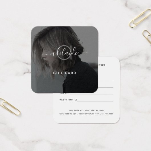 Moderne elegante Black Monogram Foto Gift Card (Büro)
