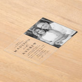 Moderne, elegante Black Script-Foto-Hochzeit Acryleinladungen (Ablage )