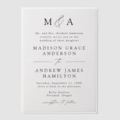 Moderne elegante Black Script Monogram Wedding Pergament Einladungen (Vorderseite)