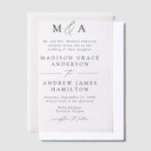 Moderne elegante Black Script Monogram Wedding Pergament Einladungen (Versetzt)