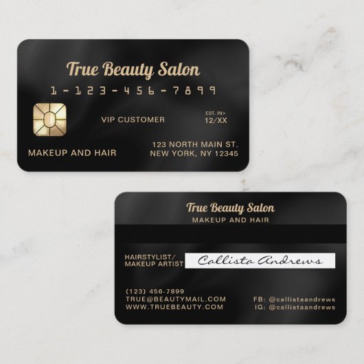 Moderne elegante Black Silk Kreditkarte Visitenkarte (Vorne/Hinten)