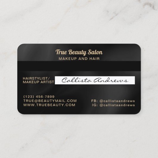 Moderne elegante Black Silk Kreditkarte Visitenkarte (Rückseite)