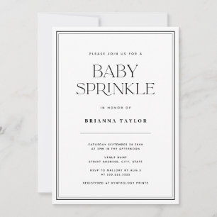 Moderne elegante Black & White Baby Sprinkle Einladung