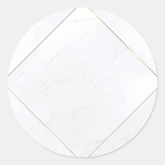Moderne elegante Blank Template Marble Gold Frame Runder Aufkleber (Vorderseite)