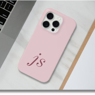 Moderne elegante blassrosa goldene Monogramm-Initi Case-Mate iPhone Hülle