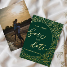 Moderne Elegante Blätter Foto Save the Date