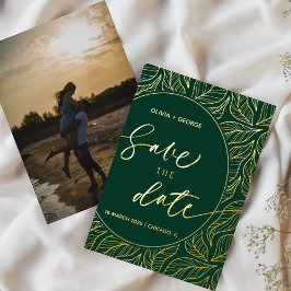 Moderne Elegante Blätter Foto Save the Date Folieneinladung