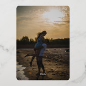 Moderne Elegante Blätter Foto Save the Date Folieneinladung (Rückseite)