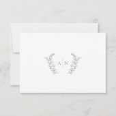 Moderne elegante blättrige Monogramm-Hochzeit RSVP Karte (Rückseite)