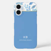 Moderne elegante blaue Blumengestaltung Case-Mate iPhone Hülle (Rückseite)