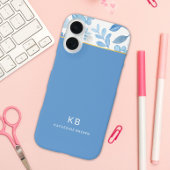 Moderne elegante blaue Blumengestaltung Case-Mate iPhone Hülle