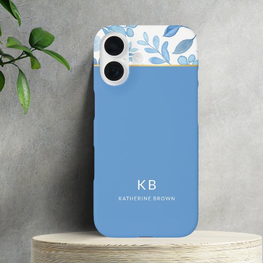Moderne elegante blaue Blumengestaltung Case-Mate iPhone Hülle