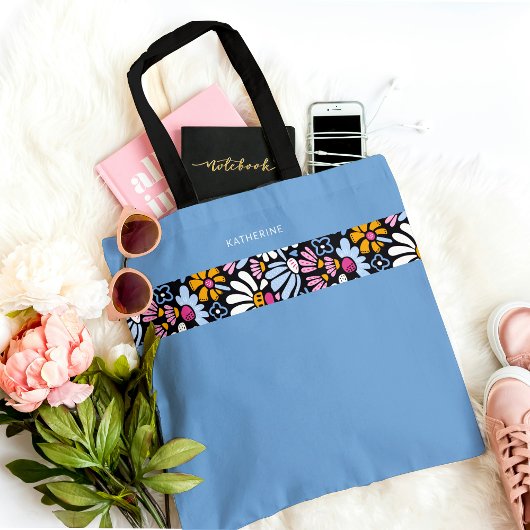Moderne elegante blaue Blumenmuster trendy Tasche