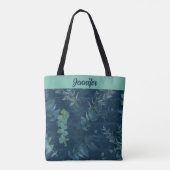 Moderne elegante blaue Botanik Tasche (Rückseite)