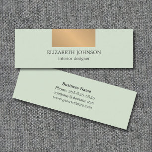 Moderne elegante blaue Faux-Gold-Innenausstatterin Mini Visitenkarte