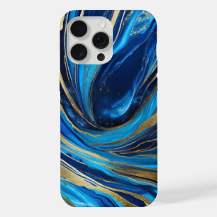 Moderne elegante blaue Goldmarmor-Universum iPhone 15 Pro Max Hülle