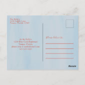 Moderne Elegante Blaue Krabbe Minimalistisch Wasse Postkarte (Rückseite)