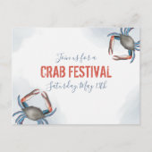 Moderne Elegante Blaue Krabbe Minimalistisch Wasse Postkarte (Vorderseite)