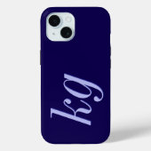 Moderne elegante blaue Monogramm-Initialen Case-Mate iPhone Hülle (Rückseite)