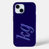 Moderne elegante blaue Monogramm-Initialen Case-Mate iPhone Hülle (Rückseite)