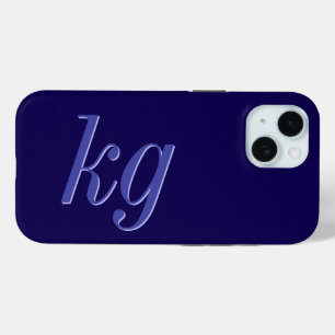 Moderne elegante blaue Monogramm-Initialen Case-Mate iPhone Hülle
