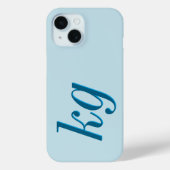 Moderne elegante blaue Monogramm-Initialen Case-Mate iPhone Hülle (Rückseite)