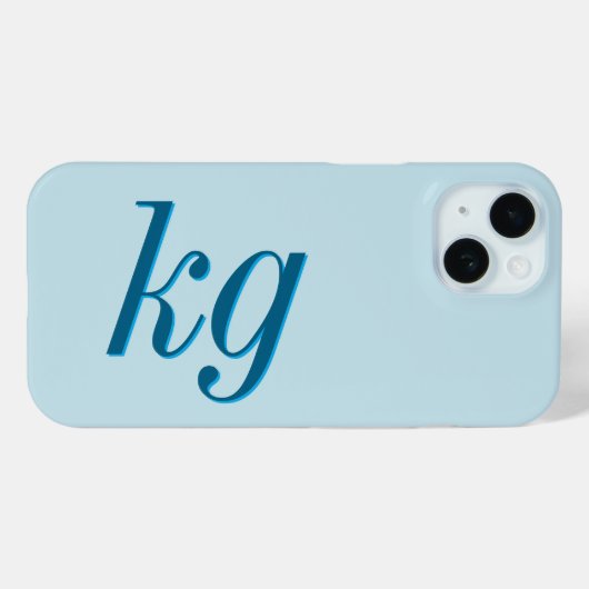 Moderne elegante blaue Monogramm-Initialen Case-Mate iPhone Hülle (Rückseite (Horizontal))