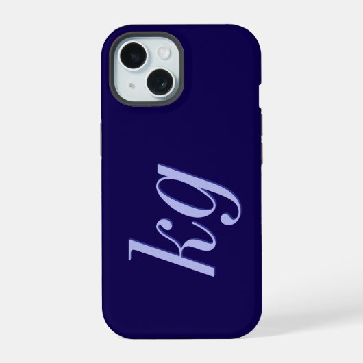 Moderne elegante blaue Monogramm-Initialen iPhone 15 Hülle (Rückseite)
