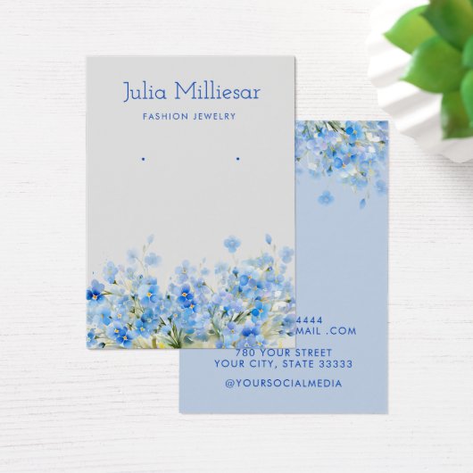 Moderne, elegante, blaue Ohrring-Grafikkarte (Schreibtisch)