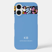Moderne elegante blaue schwarze Blumengestaltung  Case-Mate iPhone Hülle (Rückseite)