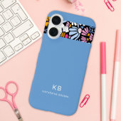 Moderne elegante blaue schwarze Blumengestaltung  Case-Mate iPhone Hülle
