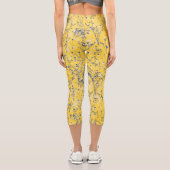 Moderne elegante blaue Senf-Gelbe Wildblumen Capri Leggings (Rückseite)