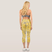 Moderne elegante blaue Senf-Gelbe Wildblumen Capri Leggings (Rückseite)