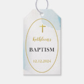 Moderne elegante Blaue Taufe Geschenkanhänger (Vorderseite)