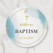 Moderne elegante Blaue Taufe Geschenkanhänger (Rückseite)