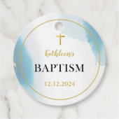 Moderne elegante Blaue Taufe Geschenkanhänger (Vorderseite)