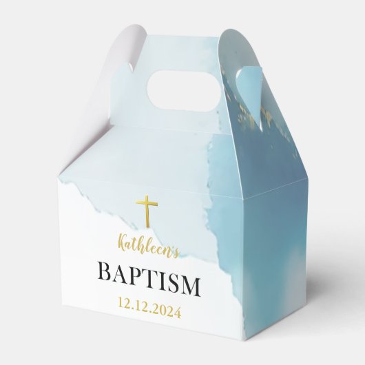 Moderne elegante Blaue Taufe Geschenkschachtel (Vorderseite)