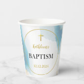 Moderne elegante Blaue Taufe Pappbecher (Vorderseite)
