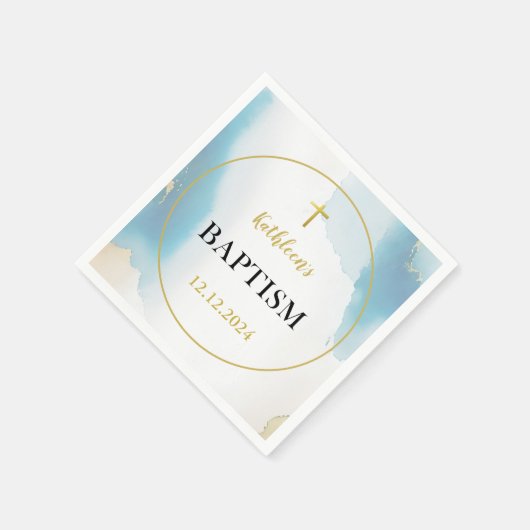 Moderne elegante Blaue Taufe Serviette (Ecke)