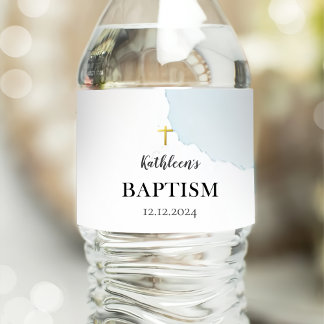 Moderne elegante Blaue Taufe Wasserflaschenetikett