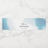 Moderne elegante Blaue Taufe Wasserflaschenetikett (Einzelnes Label)
