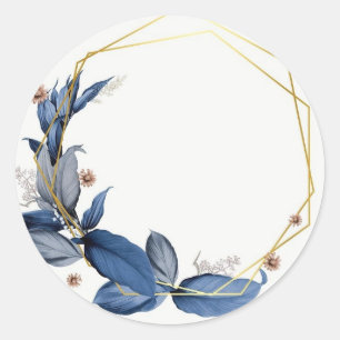 Moderne elegante blaue und goldene  runder aufkleber
