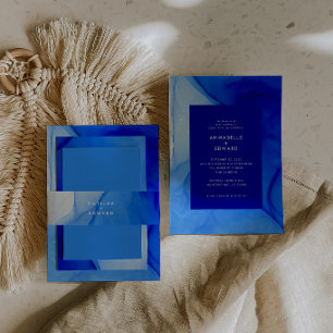 moderne elegante blaue und weiße Hochzeit Einladungsbanderole